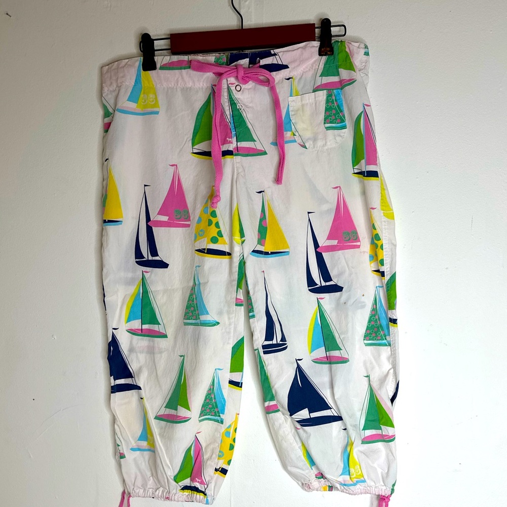 Pink Victoria's Secret Women's Capri Sailboats Nautical Loungewear Pajama Sz Med